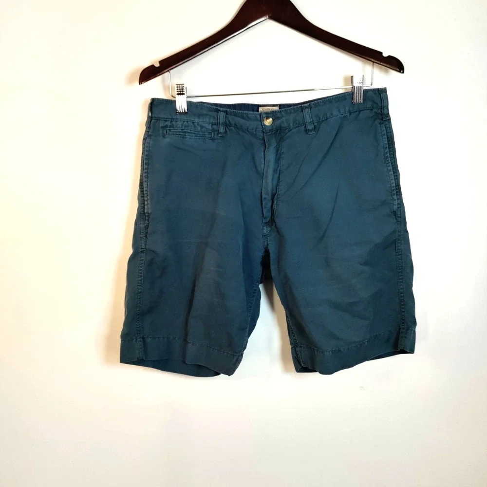 Faherty Linen Blend Teal Beach Resort Casual Golf Athletic Coastal‎ Shorts Men 8